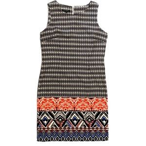 Mario Serrani Print Sheath Dress Black Red size 12